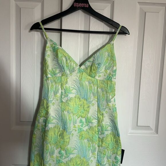 Lulu's Green Slip Midi Dress Spaghetti Strap Sweetheart - Picture 11 of 16